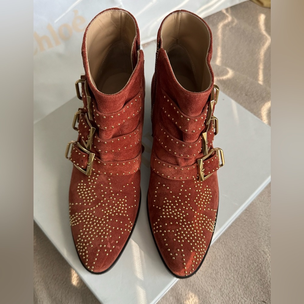Chloe Suede Susanna Ankle Boots Light Cachemire Size 36